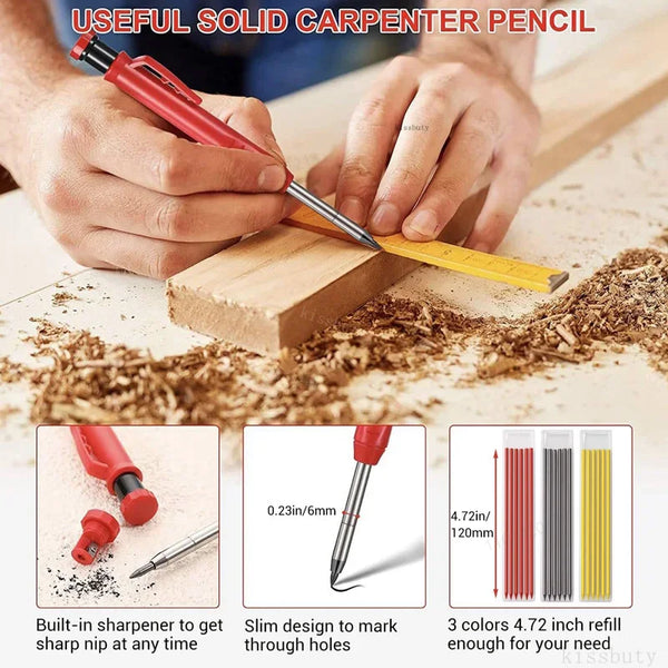 Solid Wood Carpenter's Mechanical Pencil