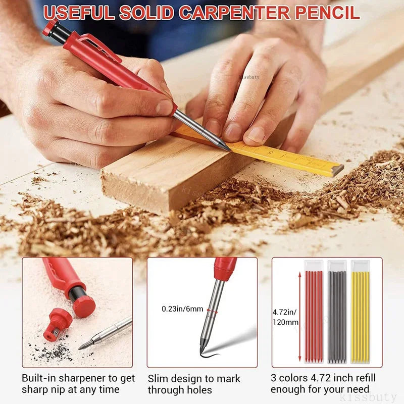 Solid Wood Carpenter's Mechanical Pencil