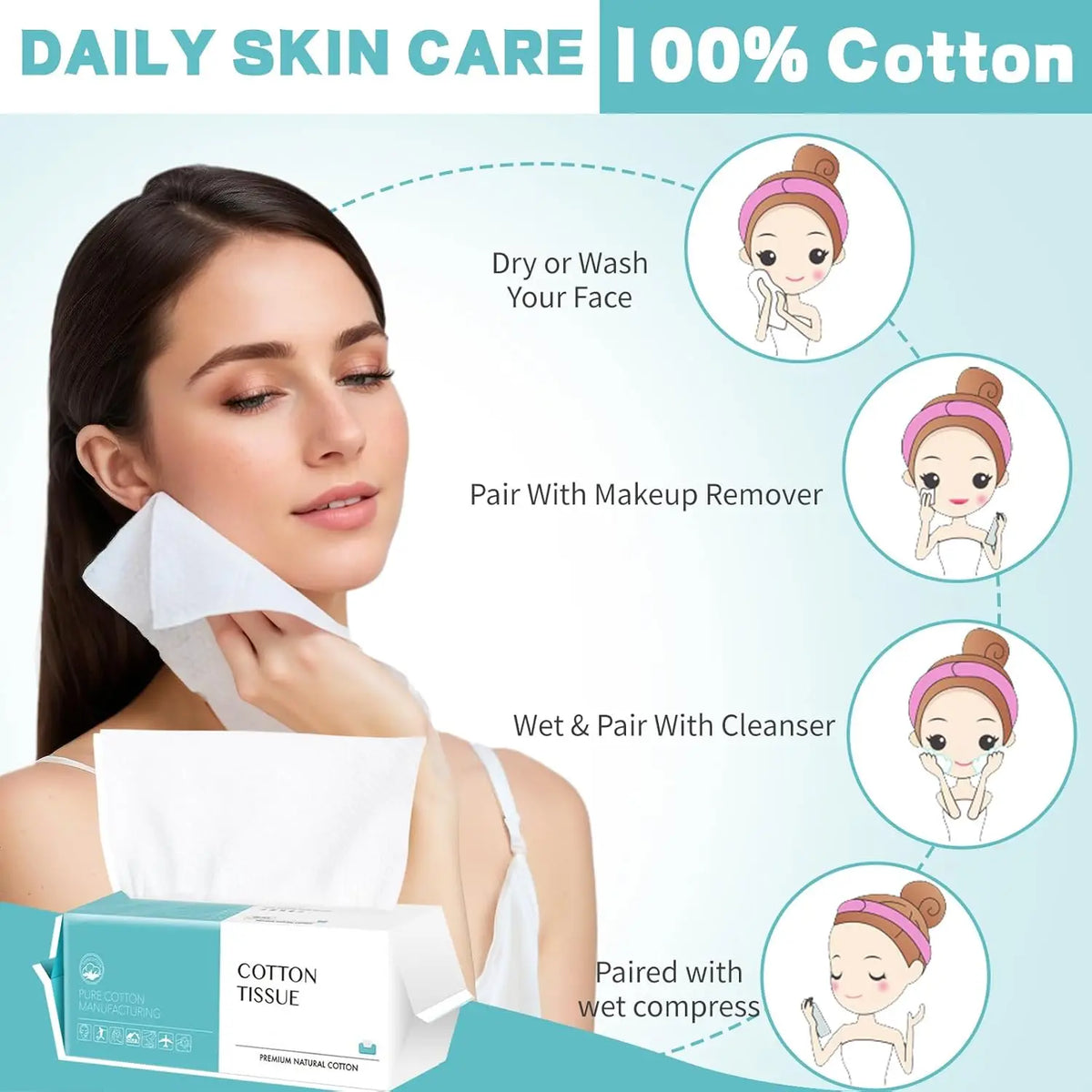 Soft Cotton Disposable Facial Towels for Sensitive Skin