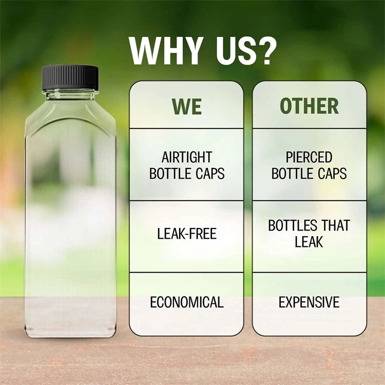 Clear Reusable Juice Bottles with Cleaning Brush and Funnel