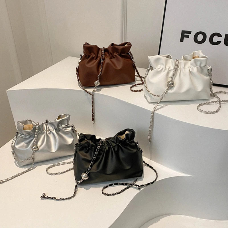 Classic Solid Bucket Crossbody Bag