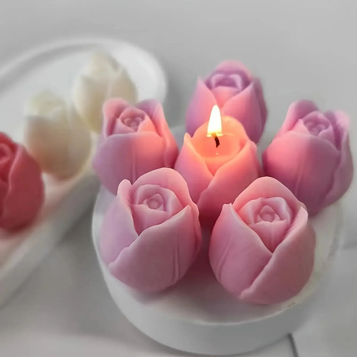 Moules en silicone roses roses pour cire de bougie DIY