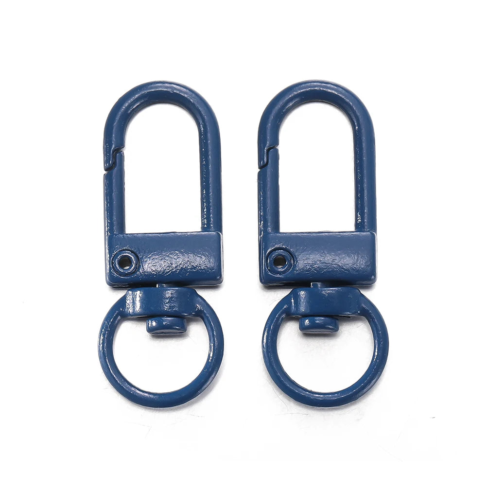 A pair of blue alloy lobster clasp hooks for DIY jewelry making