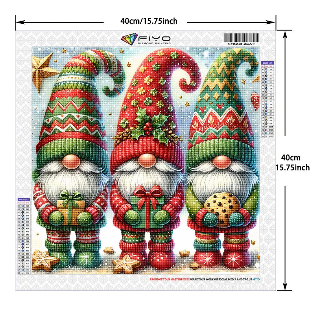 Kit de peinture de diamants avec un gnome mosaïque de Noël à la barbe blanche et vêtement festif