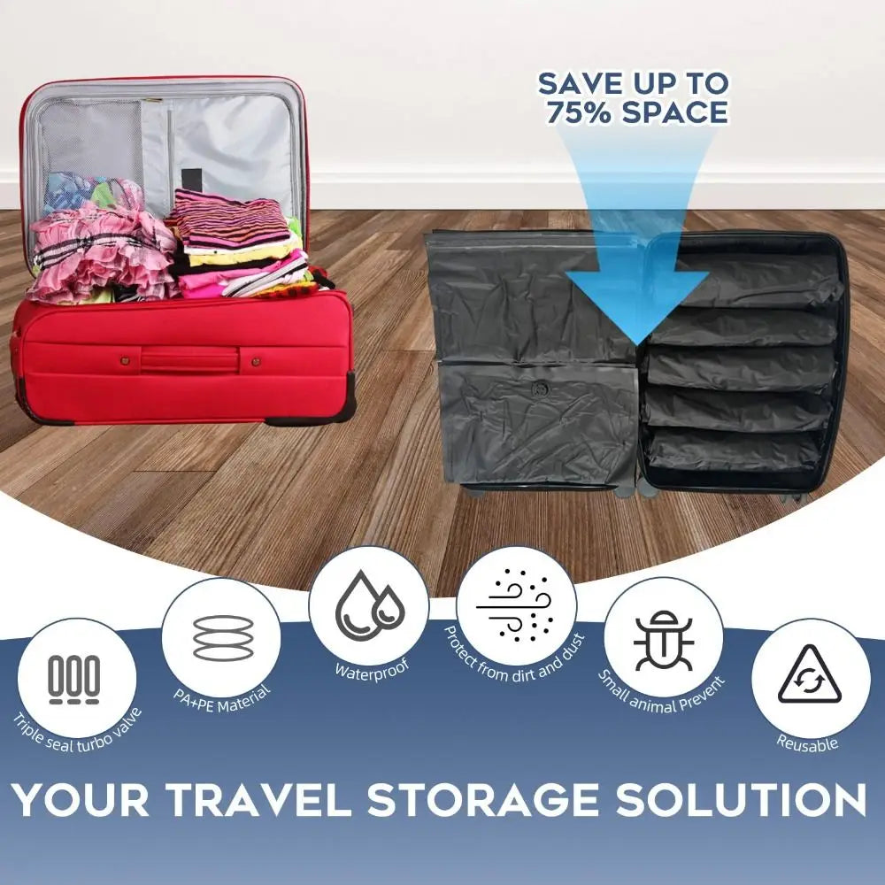 Reusable Hand Roll Vacuum Bags for Travel and Storage