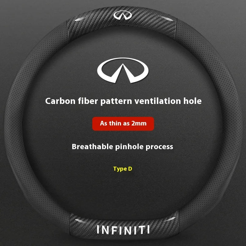 Carbon Fiber Leather Steering Wheel Cover for Infiniti Models