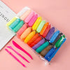 A plastic bag containing 36 colored clay modeling tools and sculpting instruments.