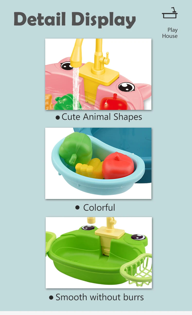 Kids Electric Toy Dishwasher with Automatic Water Cycle