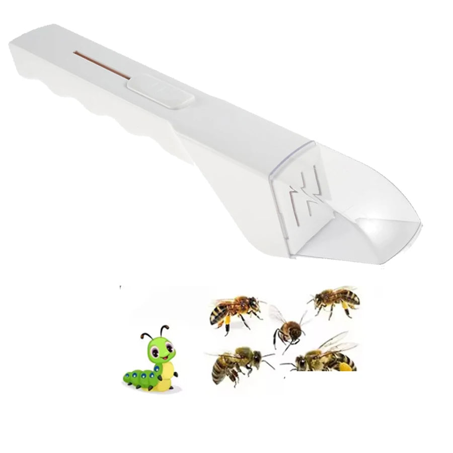 White humane insect catcher and viewer with a clear window, shown from the side.