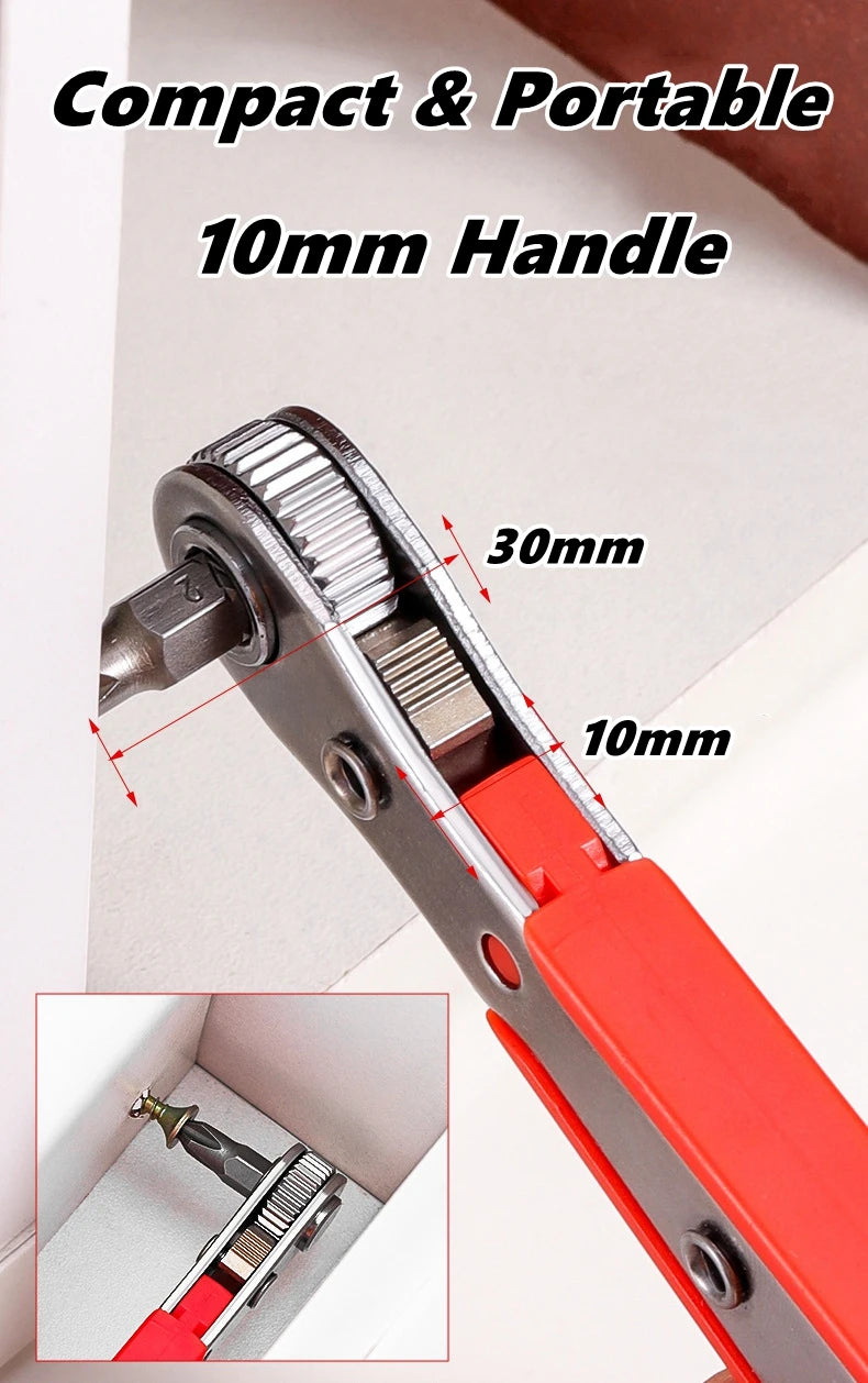 Compact 90-Degree Ratcheting Screwdriver Set with Bit Kit