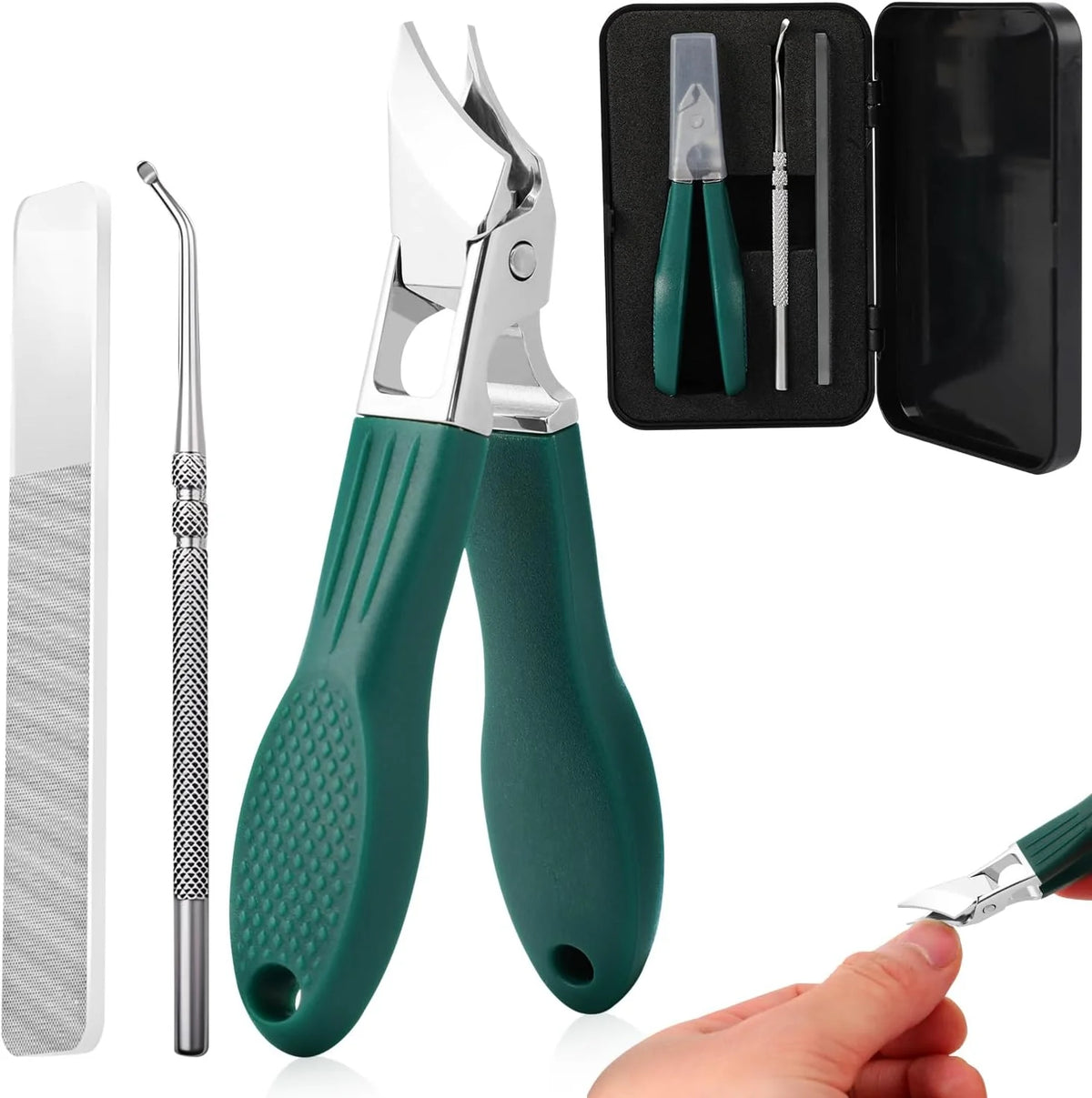 Angled Stainless Steel Nail Clippers for Thick Nails — Set of 3