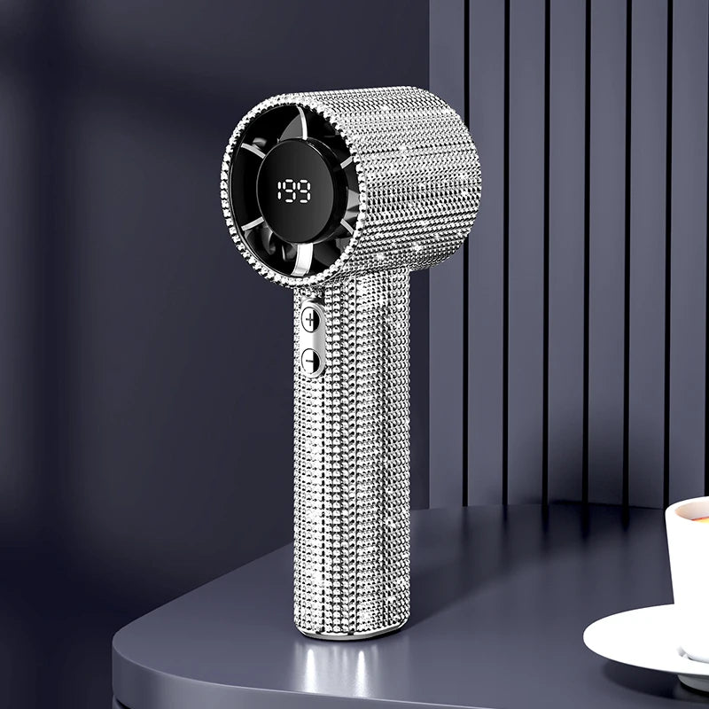 Glittering Diamond Portable Rechargeable Fan