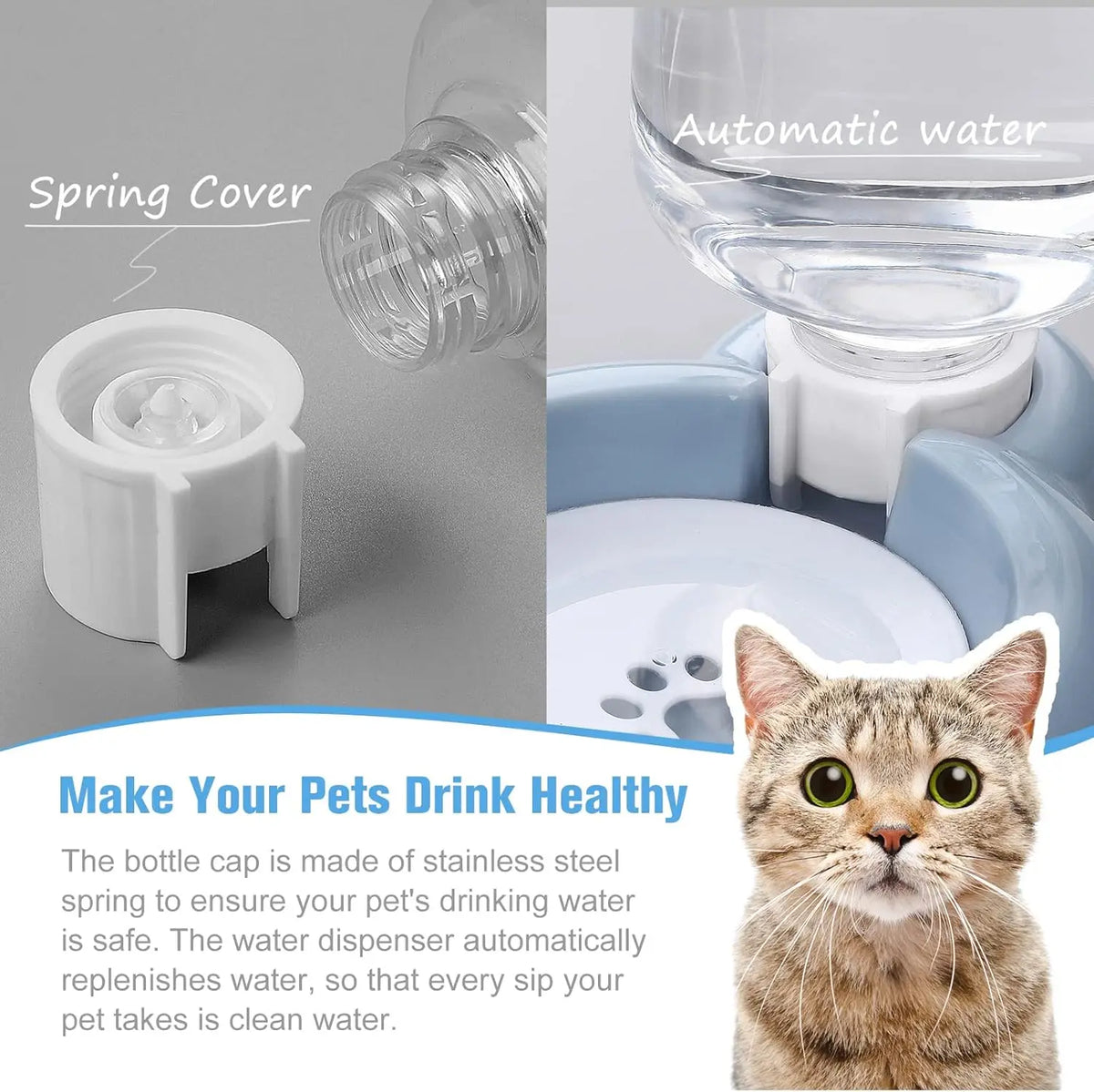 2-in-1 Pet Food and Water Bowl with Automatic Water Dispenser