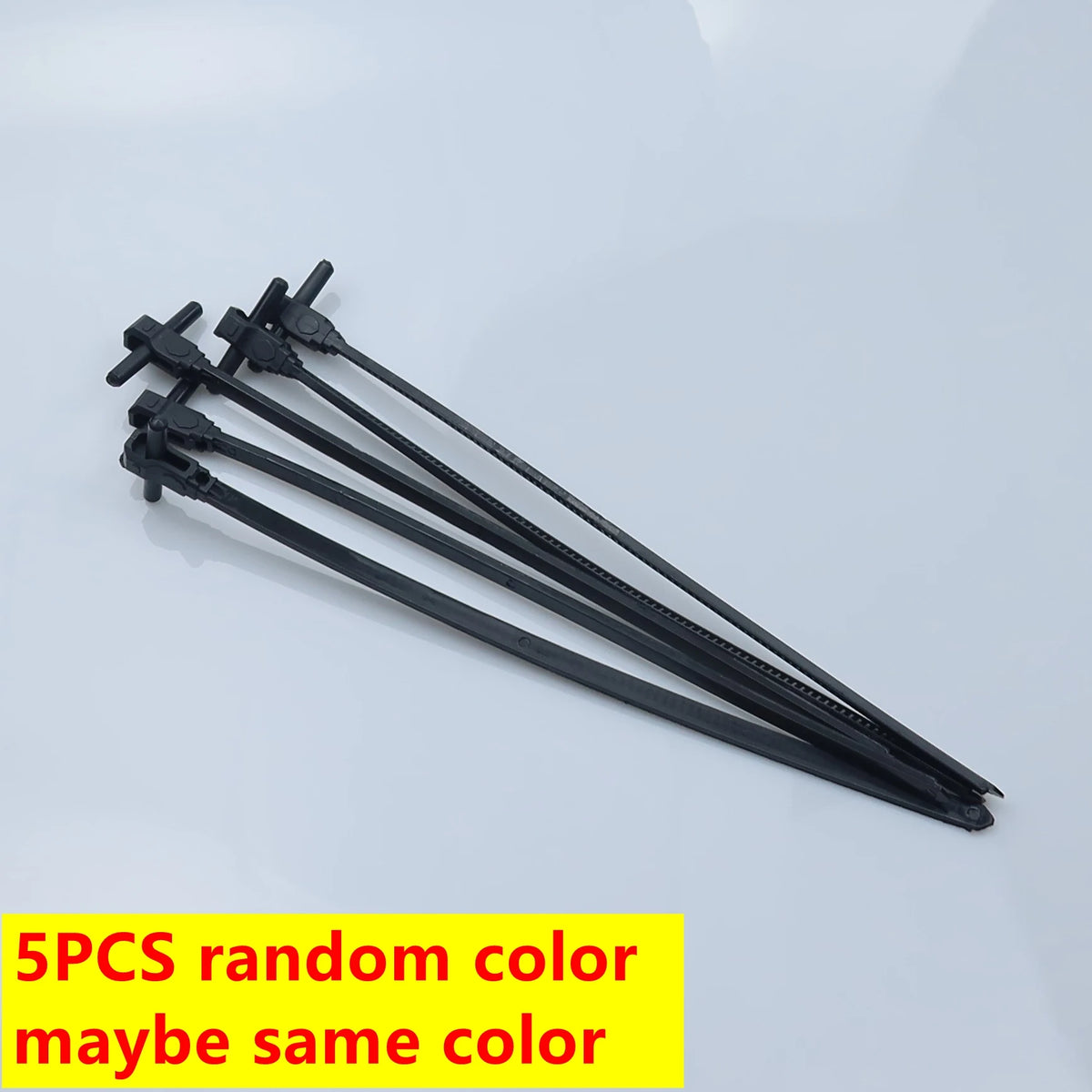 Five replacement ripcord rulers for launcher toys are displayed diagonally on a white surface.