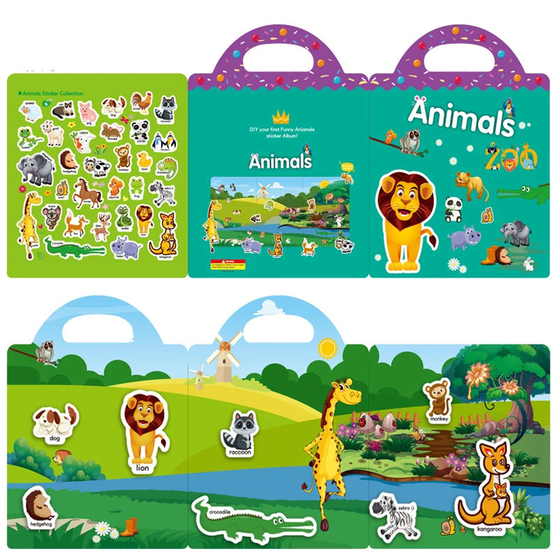 Cahier d'autocollants réutilisables pour enfants