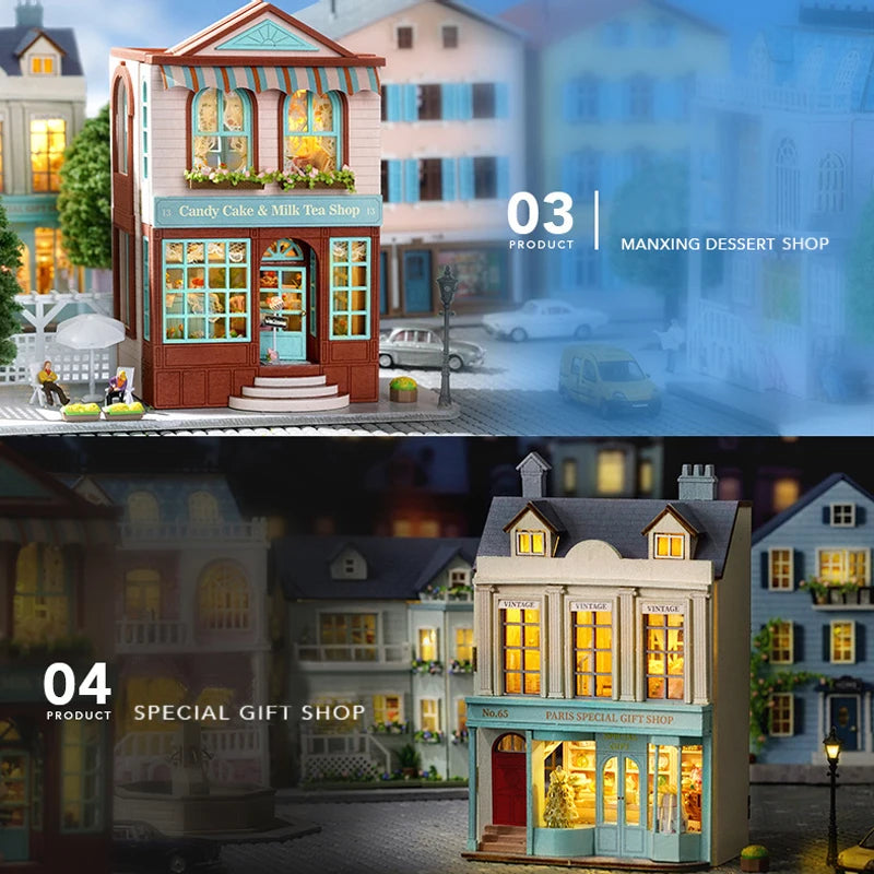 DIY Miniature Wooden Dollhouse Kit with Lighting