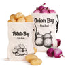 Large Drawstring Canvas Storage Bags with Side Zipper for Vegetables and Fruits