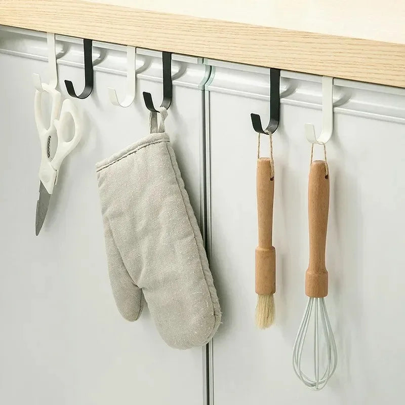 Stainless Steel Over-the-Door Hooks for Kitchen and Bathroom Storage