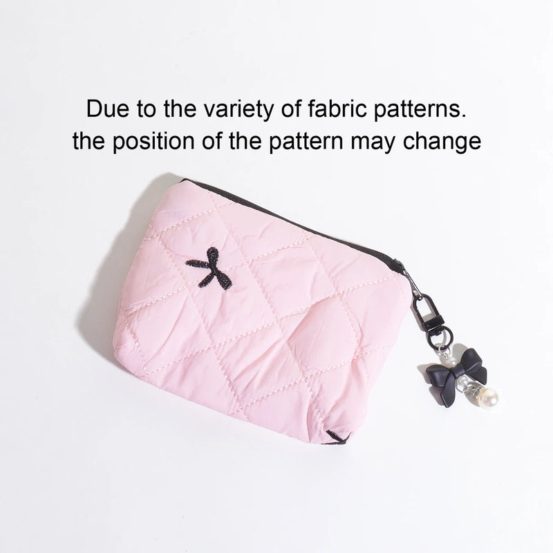 Quilted Bow Makeup Bag