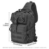 Black Crossbody Chest Bag with multiple zipper compartments and a MOLLE system shown from the back.