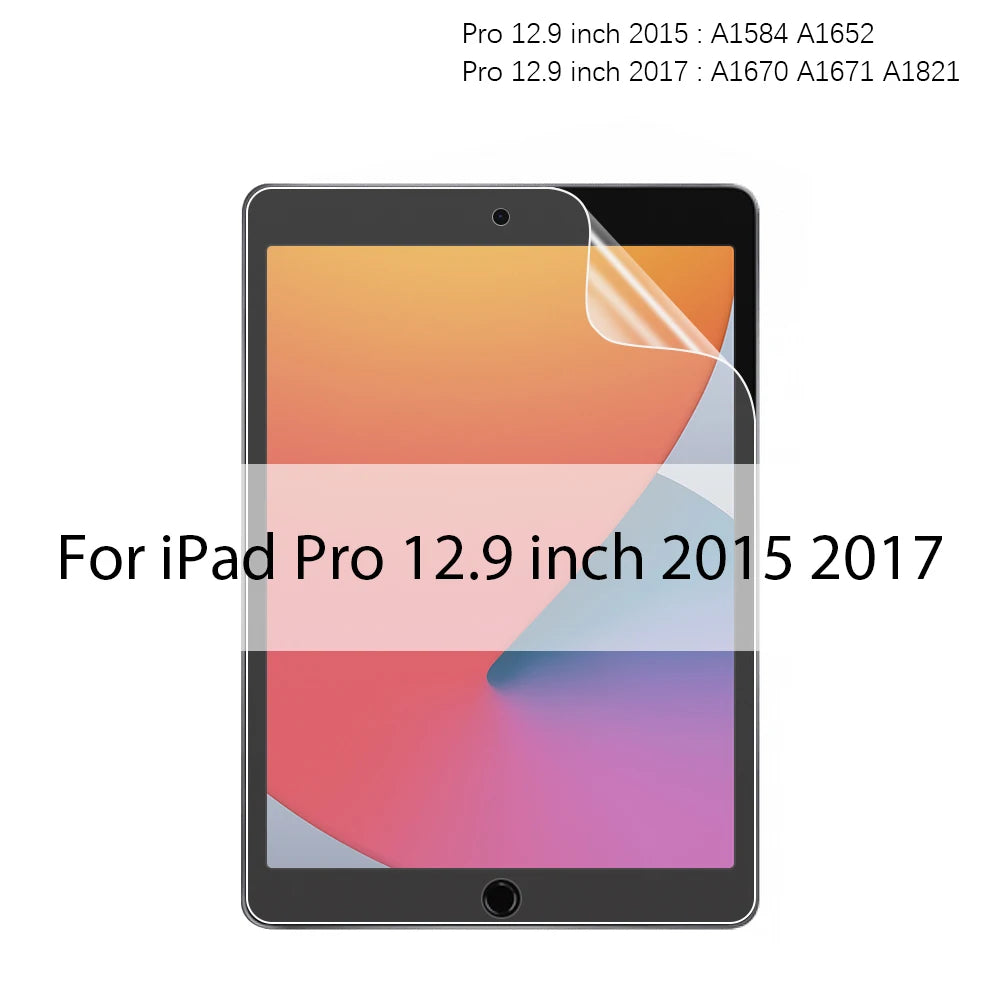 A display showing a paperfeel screen protector for an iPad Pro 12.9 inch model from 2015 and 2017.