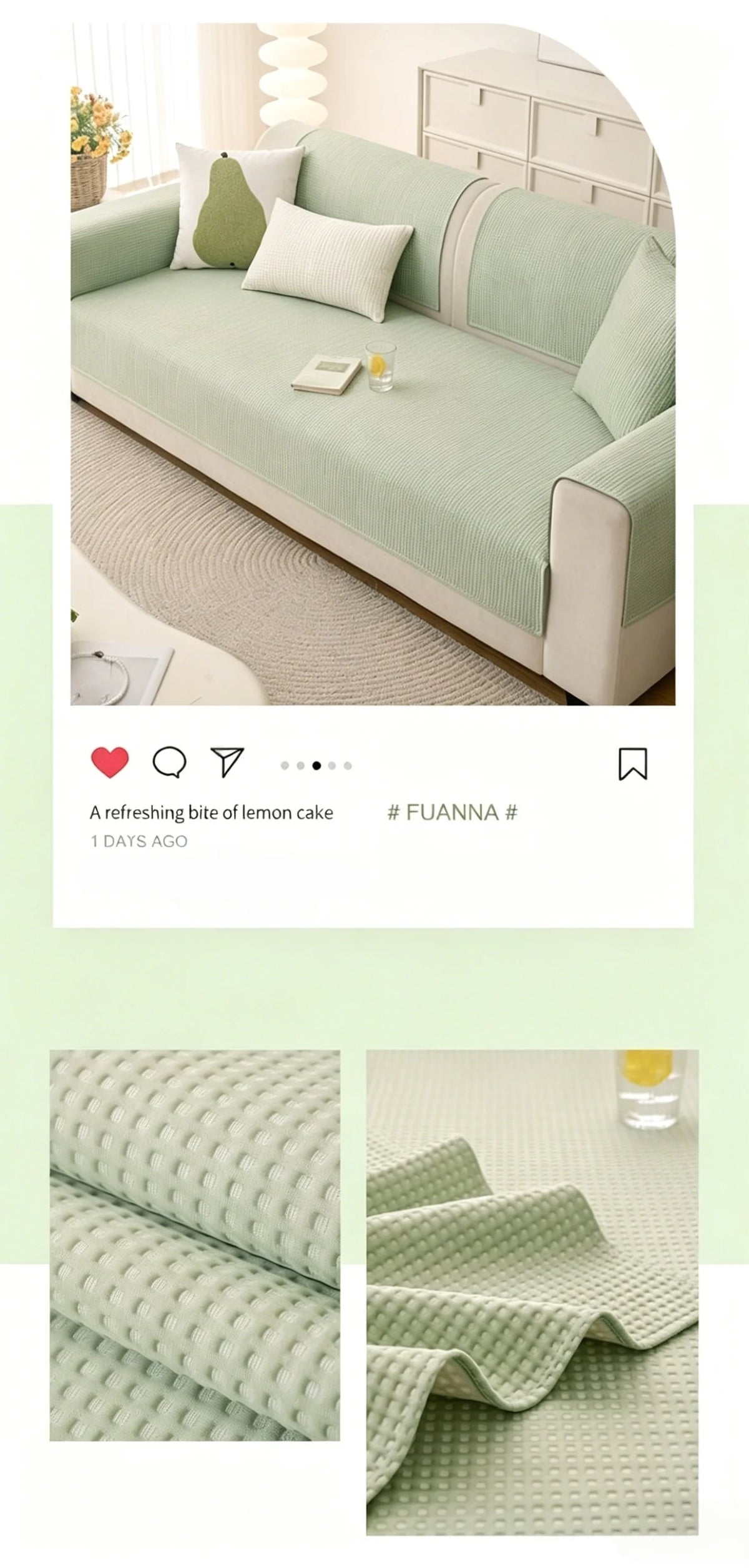 Cooling Sofa Cover with Anti-Slip Backing