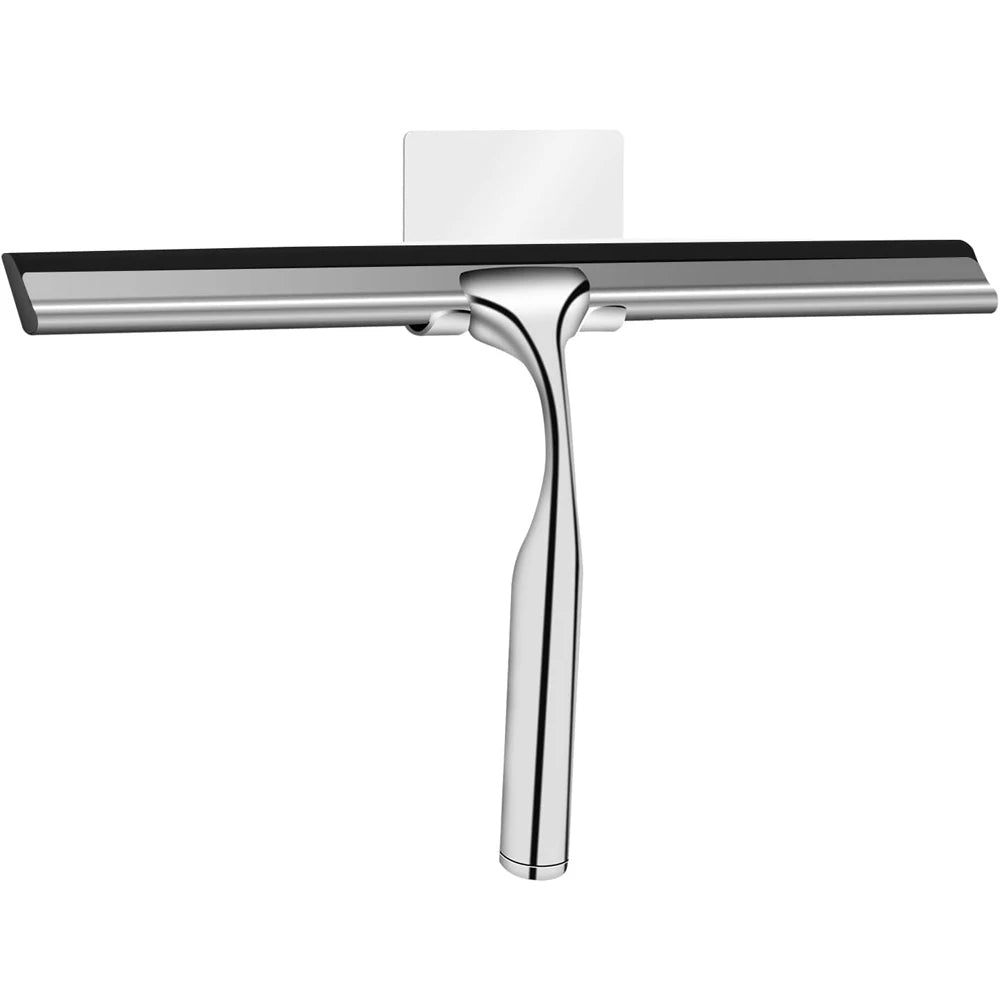 Shower Squeegee with Hanging Silicone Holder for Glass Doors & Mirrors