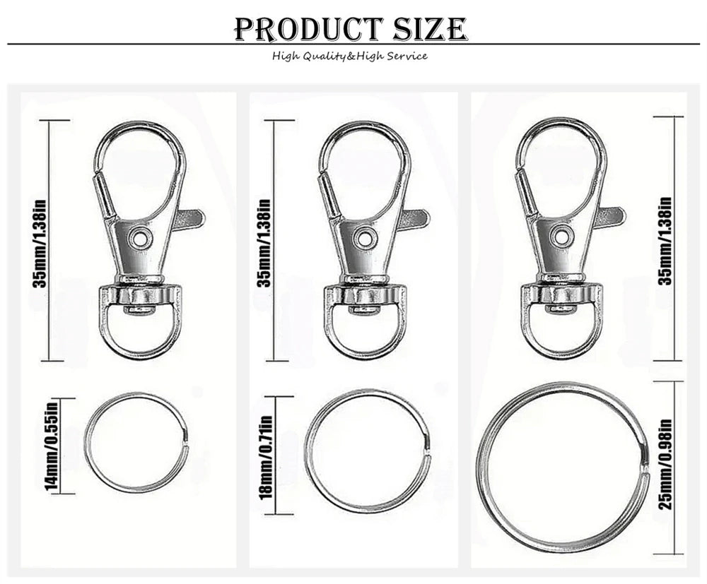 Silver Swivel Snap Hooks with Key Rings (20-Pack)