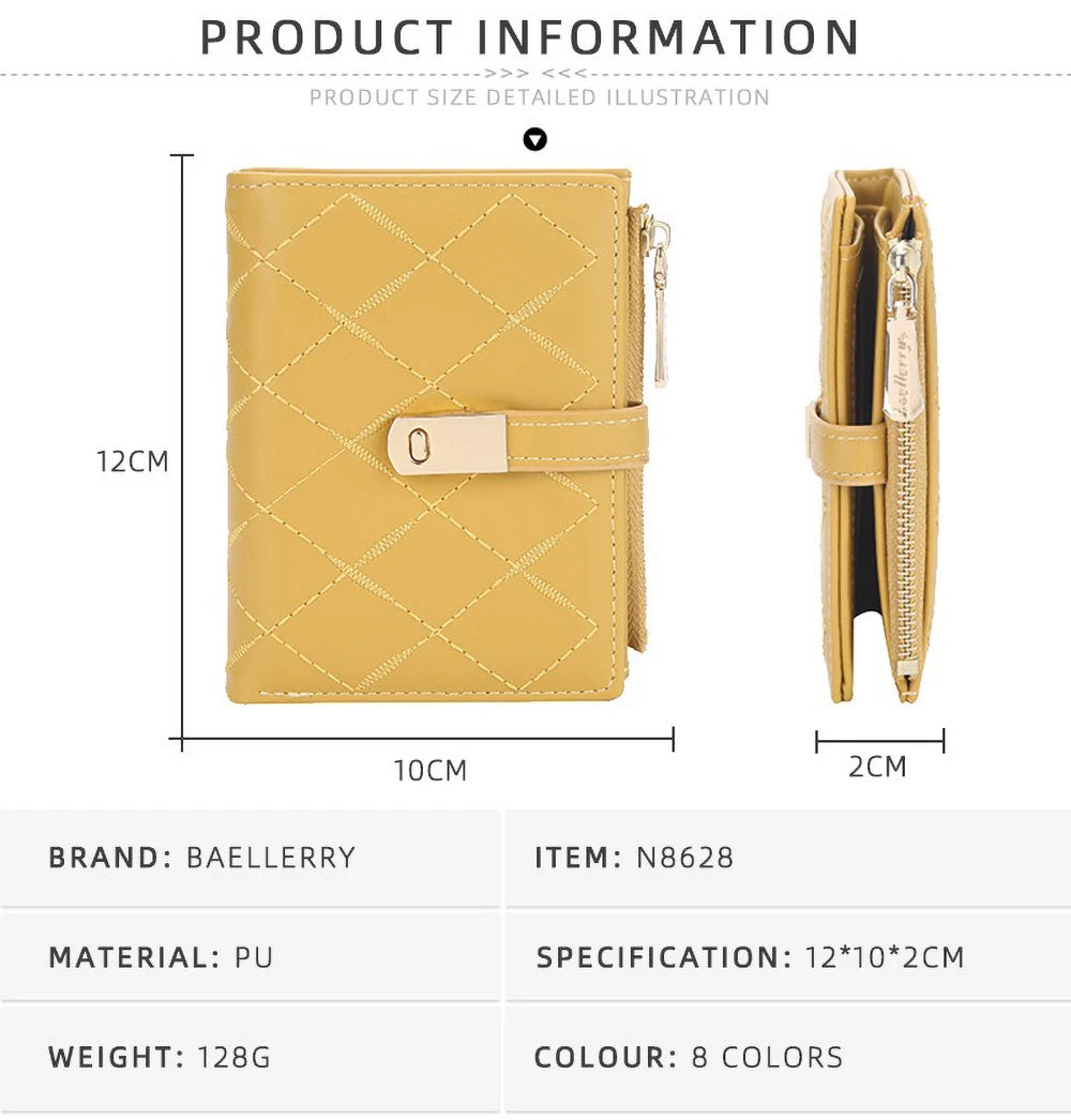 Compact PU Leather Wallet for Women with Card Slots and Coin Pocket