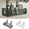 Black metal hanging basket for free storage and cable management with clamp-on design