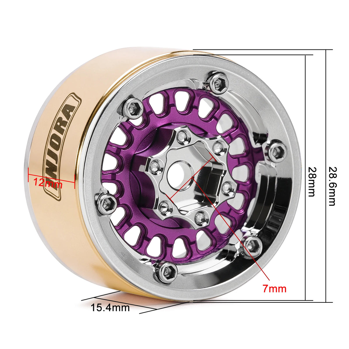INJORA 1.0" Modular Beadlock Wheels for 1/18 1/24 RC Crawlers - Brass & Aluminum