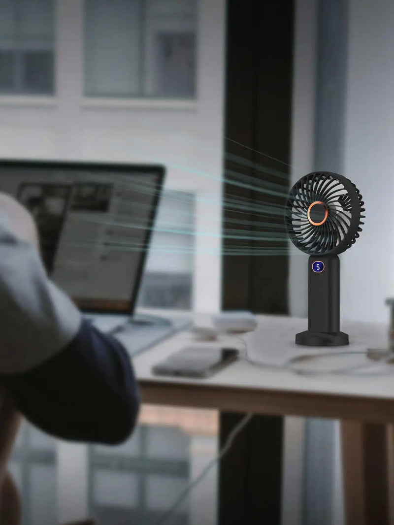 Portable Rechargeable Handheld Fan with Digital Display