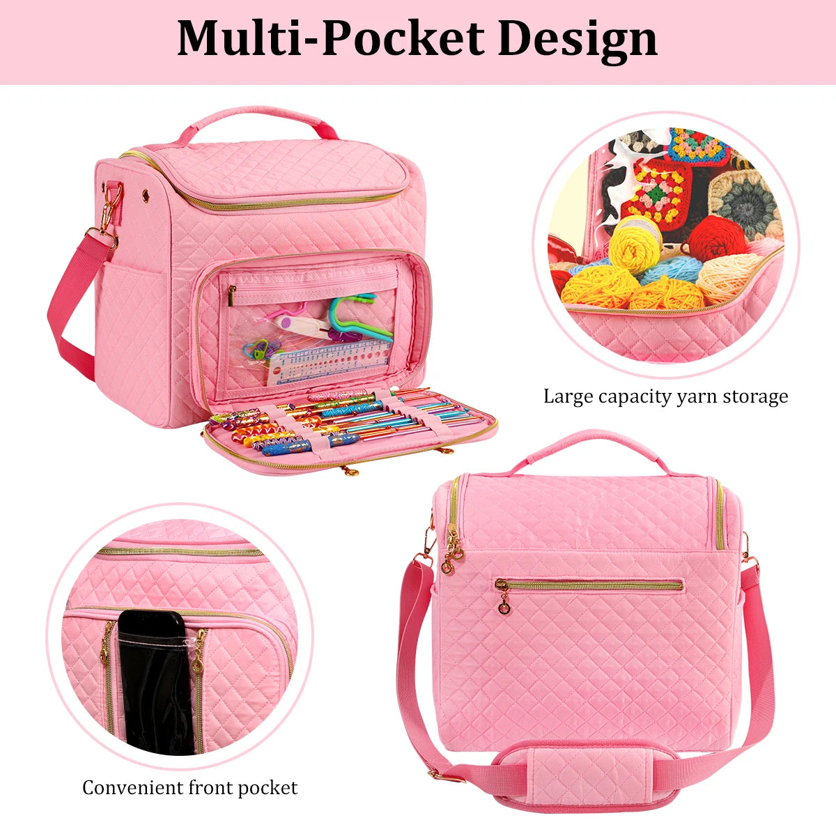 Portable Yarn Storage & Crochet Organizer Bag