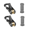 Two heavy-duty paracord tensioners with alloy carabiners shown, one in a coiled state.