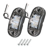 A pair of LED side marker clearance lights for trucks, trailers, and caravans with wiring and mounting screws.
