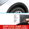 Carbon fiber wheel arch trim strips showing dimensions and thickness for automotive use