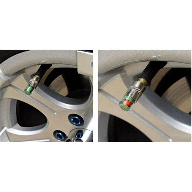 Tire Pressure Indicator Valve Caps with Visual Warning System