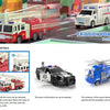 Friction Powered Emergency Vehicle Toy Set with Lights and Sounds