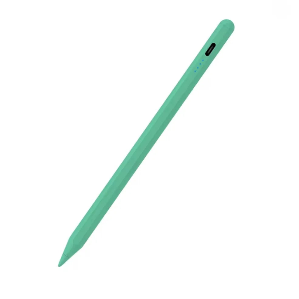 A light green universal capacitive stylus pen shown diagonally against a white background.