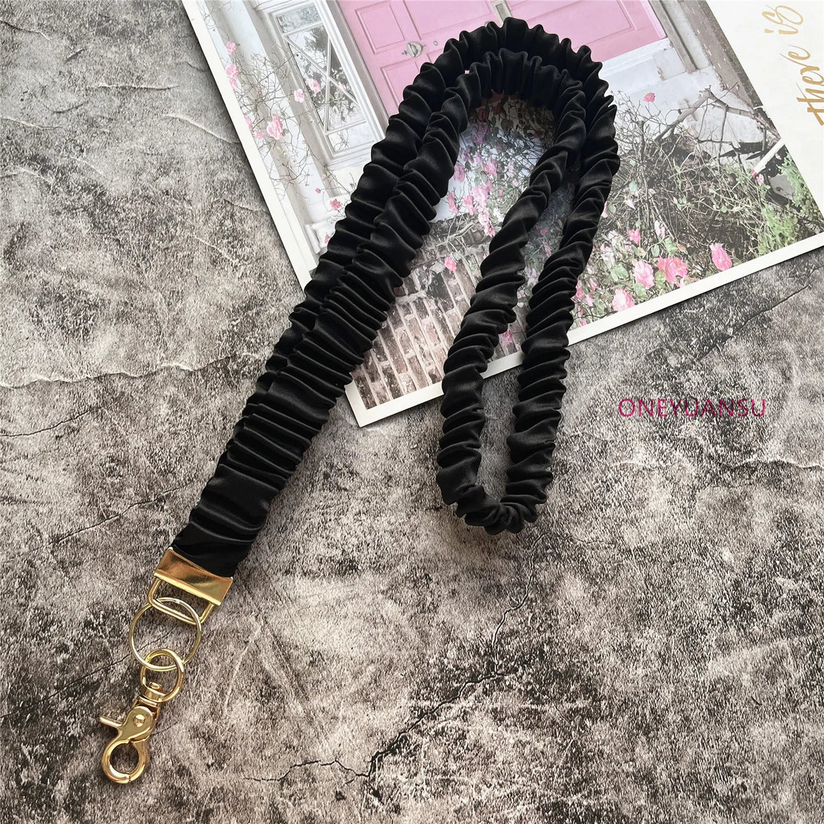 Elegant Gold Keychain Lanyard with Adjustable Neck Strap