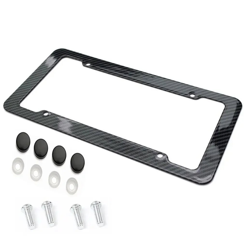 Carbon Fiber Style License Plate Frame with Screw Kit