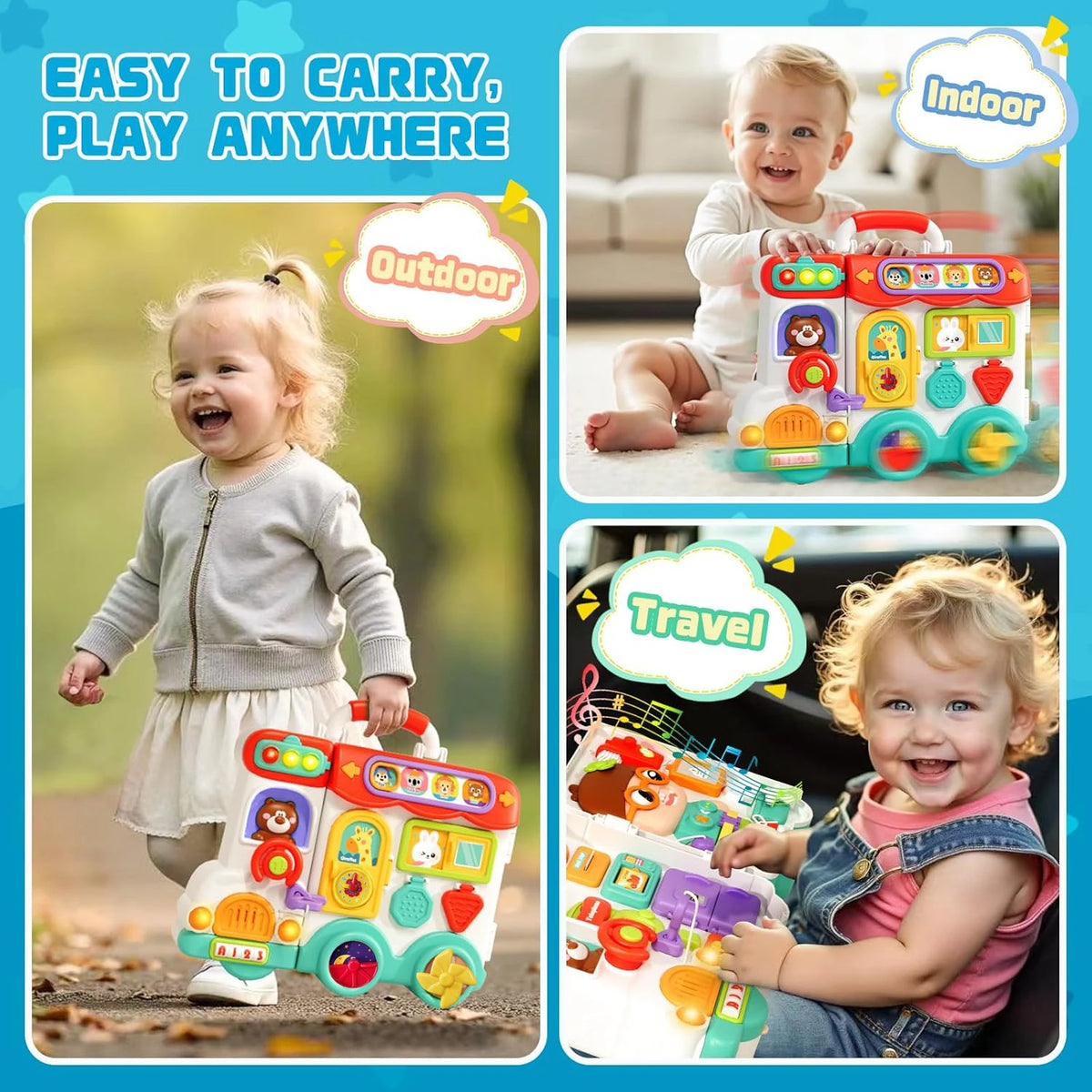 Montessori Busy Board with 54 Interactive Activities for Toddlers