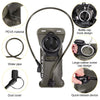 A portable water filter device with a hose, dust cover, and bottle cap hook design shown alongside its components.