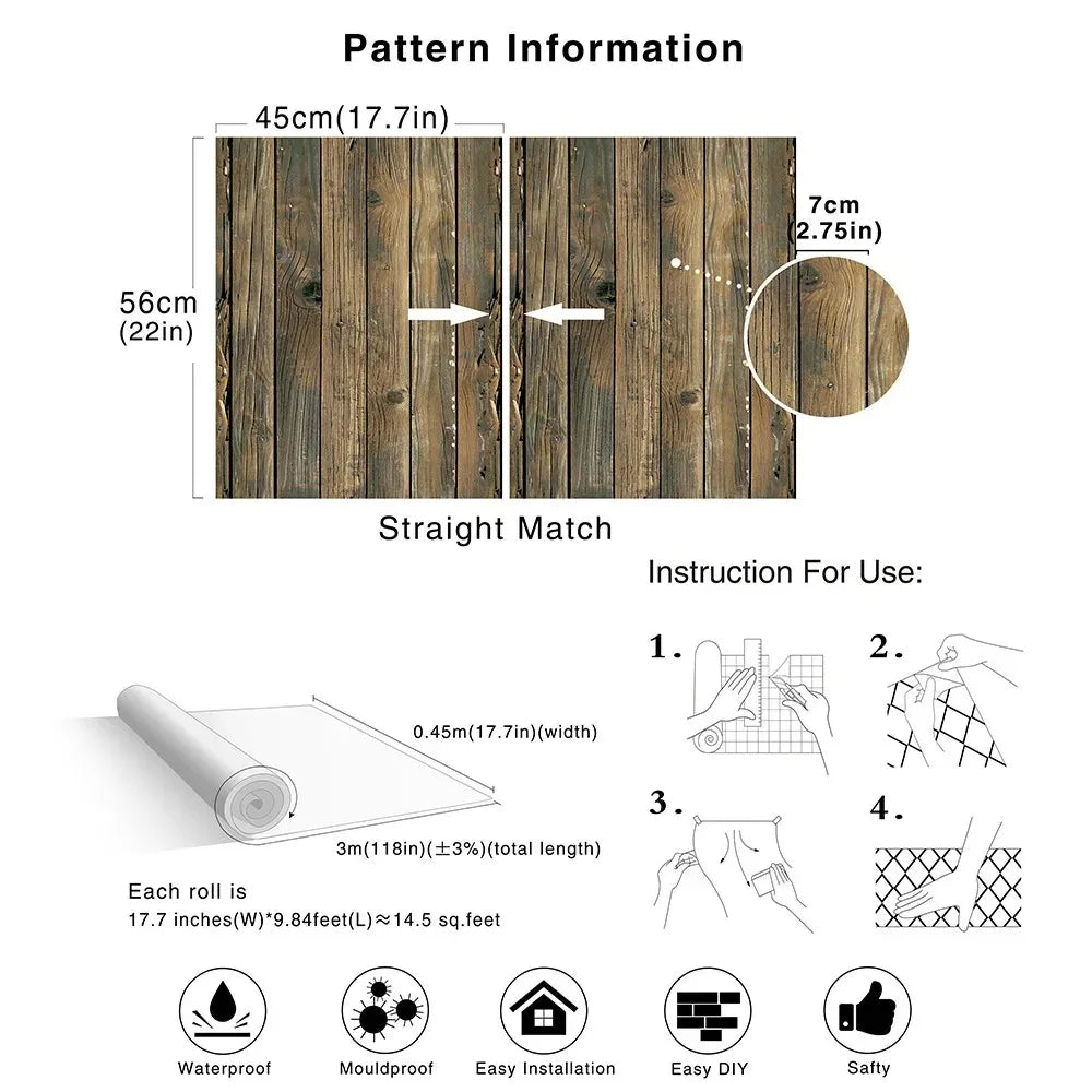 Retro Wood Grain Peel and Stick Wallpaper