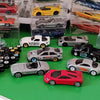 A collection of 10 pairs of 1:64 scale alloy car wheels and tires, including various colored cars and vehicles.