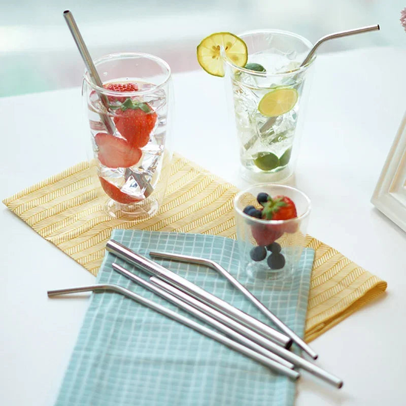 Reusable Stainless Steel Drinking Straws with Cleaning Brush