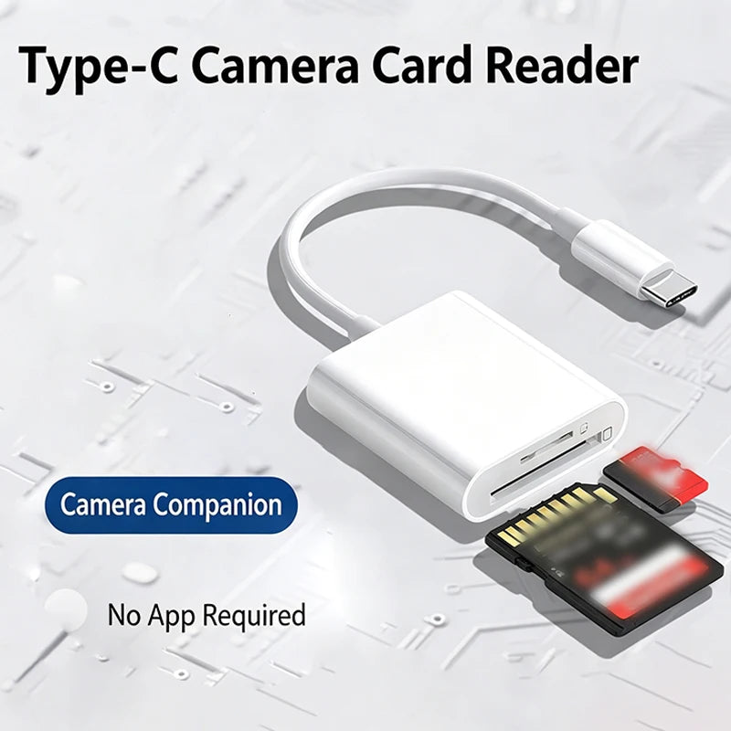 2-in-1 USB-C Camera Card Reader for iPhone and iPad
