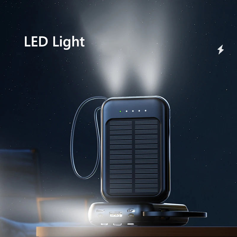 50.000mAh Solar-Powerbank mit integrierten Kabeln