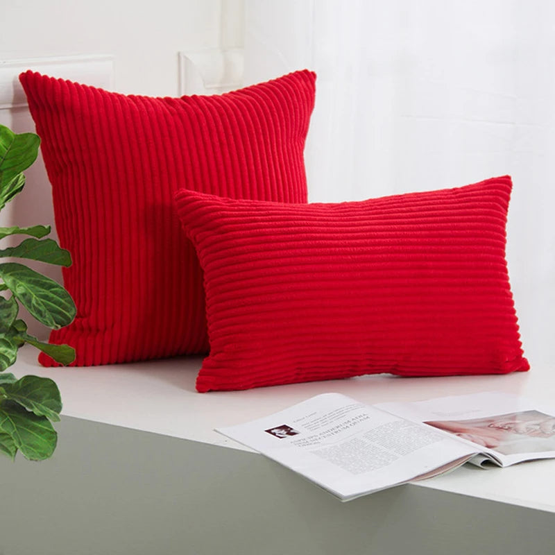 Soft Corduroy Striped Throw Pillow Cover