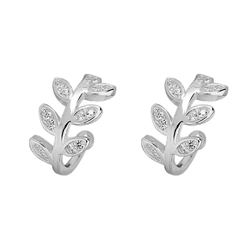 Puces d'Oreille en Argent Sterling à Forme de Feuille